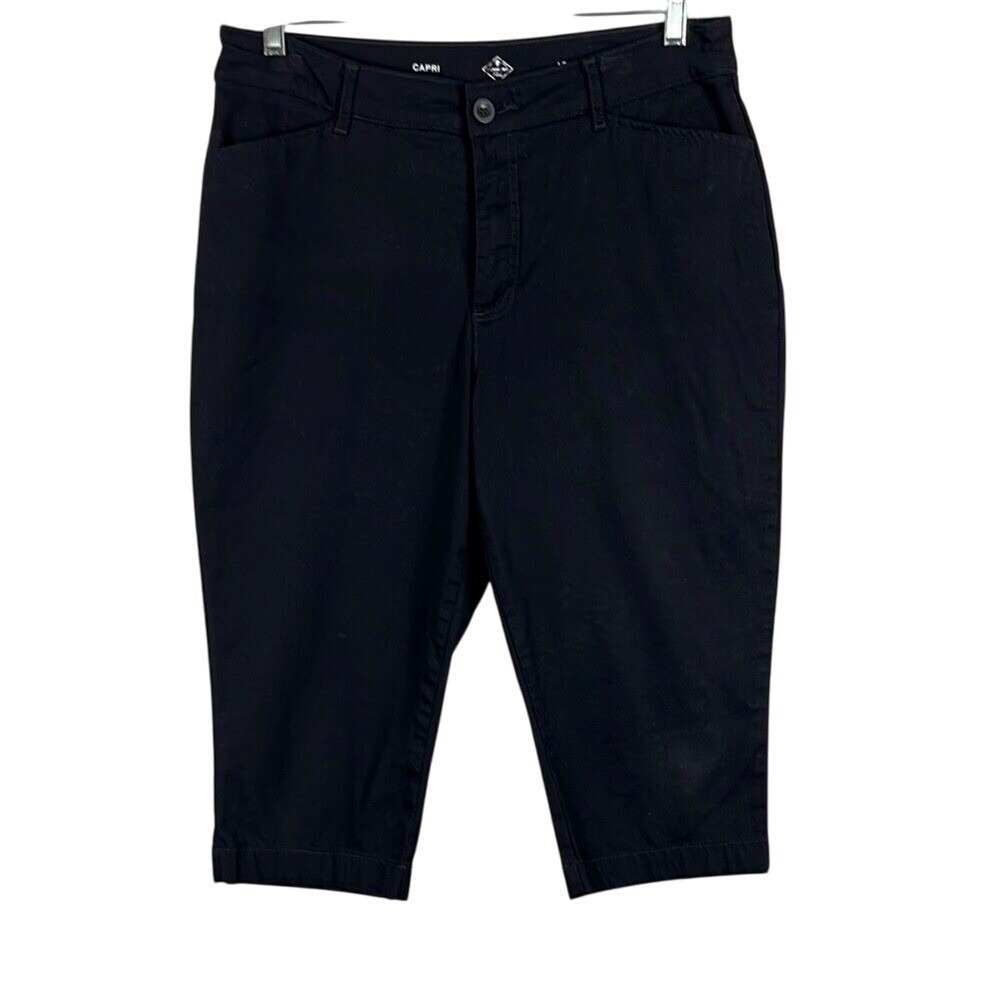 St Johns Bay Stretchy High Rise Capri Pants Womens Size 12 Black